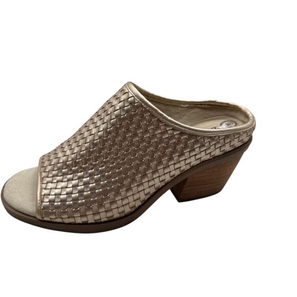 Bella Vita Size 6WW  Woven Peep-Toe Mules Wooden Block Heels For Women - Picture 9 of 12